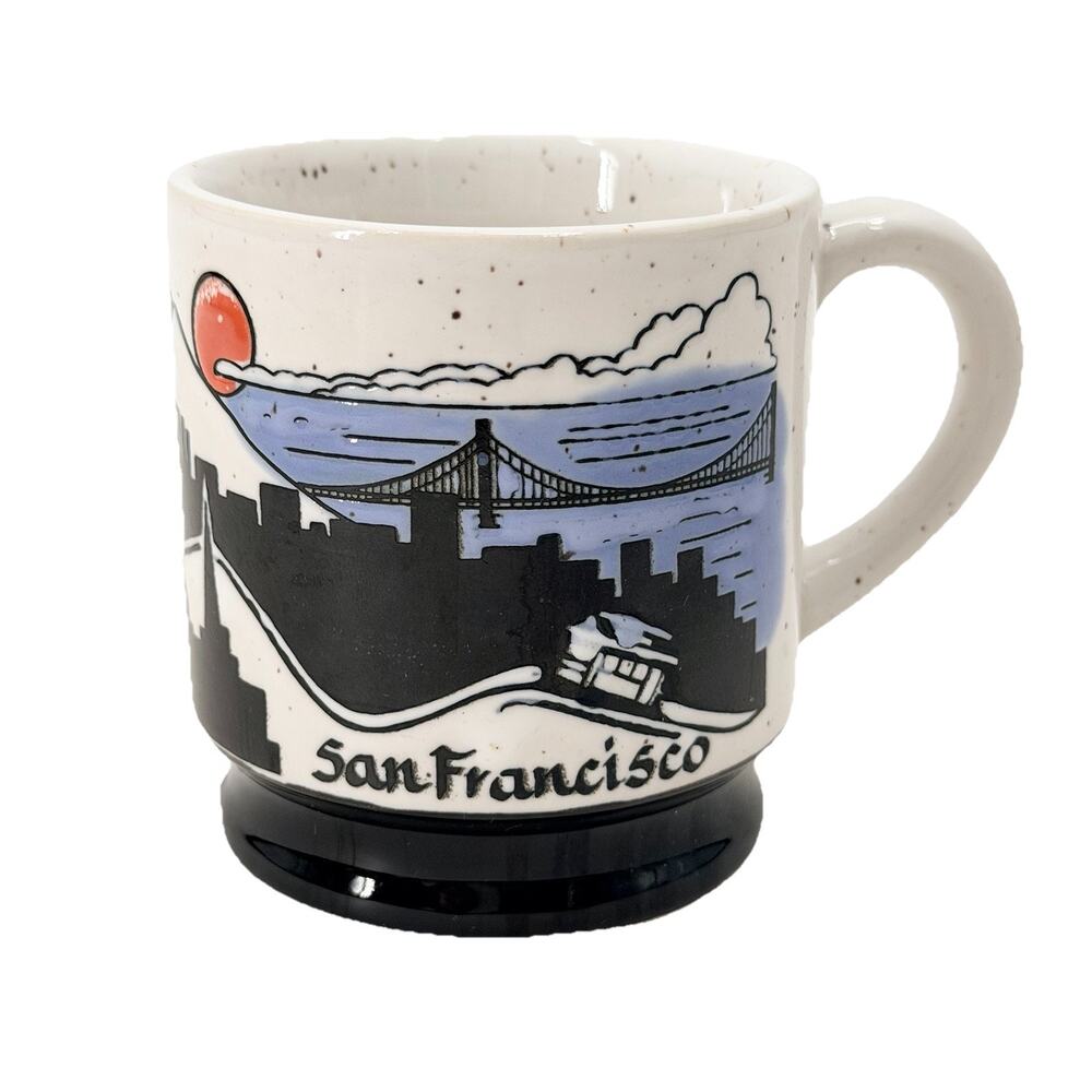 Vintage 1982 San Francisco Cable Car Golden Gate Bridge Stoneware Coffee Tea Mug